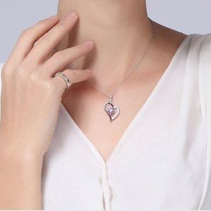 Heart Pendant Necklace .925 Sterling Silver/Zircon